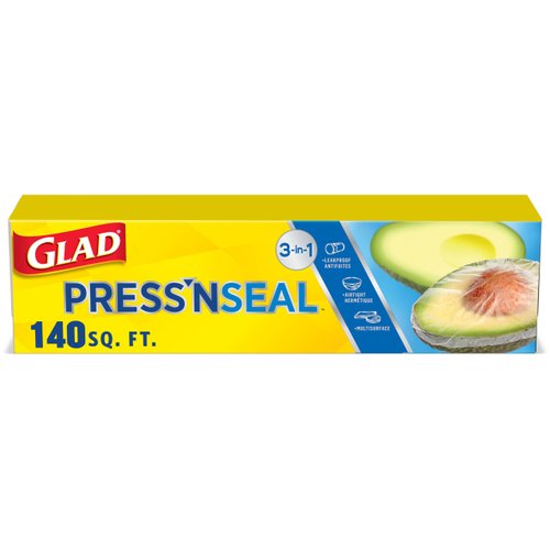 Glad Press'N Seal Food Plastic Wrap, 140 Square Foot Roll (Package May Vary)
