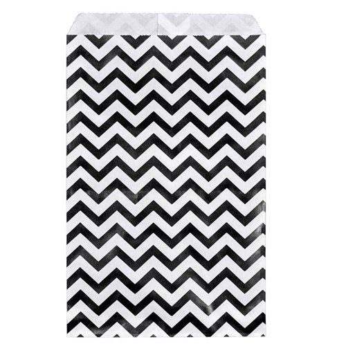 888 Display - 200 pcs of 6" x 9" Black Chevron Paper Gift Bags Shopping Sales Flat Bags