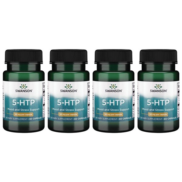 Swanson Premium Amino Acid 5-Htp - Extra Strength - 50 Milligrams 60 Capsules (4 Pack)