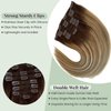 120G Clip in Hair Extensions Real Human Hair, Balayage Clip in Hair Extensions Walnut Brown to Ash Brown Mix Platinum Blonde Hair Extensions Clip in Short Straight Remy Hair 12 Inch 7PCS