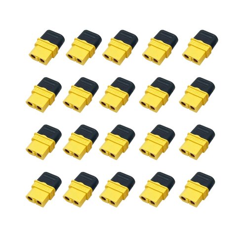 Hengfuntong-Elec 20Pcs 10 Pairs Yellow Color XT60H XT60 Upgrade Plug Male & Female Gold Plated Pins 3.5mm Bullet Connectors with Sheath for LiPo Battery Imaxrc Charger. (20Pcs 60XT 60 XT 60-XT F)