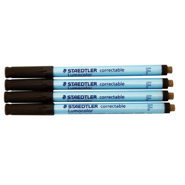 Lumocolor Correctable Pen Fine Point Black Set of Four