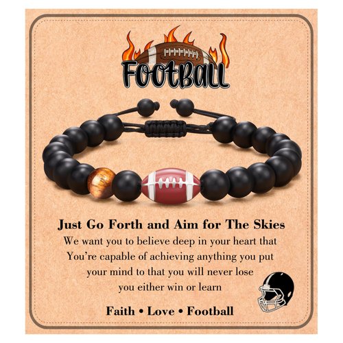Tarsus Football Gifts, Football Gifts for Boys, Super Bowl Football Accessories Party Decorations Teenage Teen Boy Stuff Bracelet Christmas Senior Night Football Gifts for Boys 8-12 Players