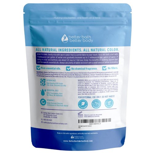 Sitz Bath Soak 2-Lbs Sitz Salt Epsom Salt Hemorrhoid Soothing with Pure Essential Oils in BPA Free Pouch with Press-Lock Seal Made in USA