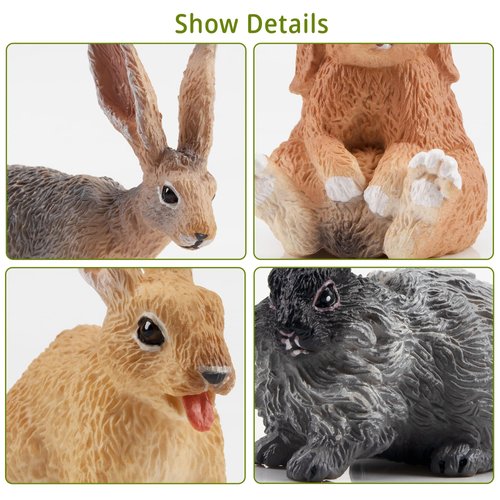 Toymany 12PCS Bunny Figures Toys for Kids, Easter Rabbit Figures Farm Animal Toy for Cake Toppers Party Favors for Toddlers