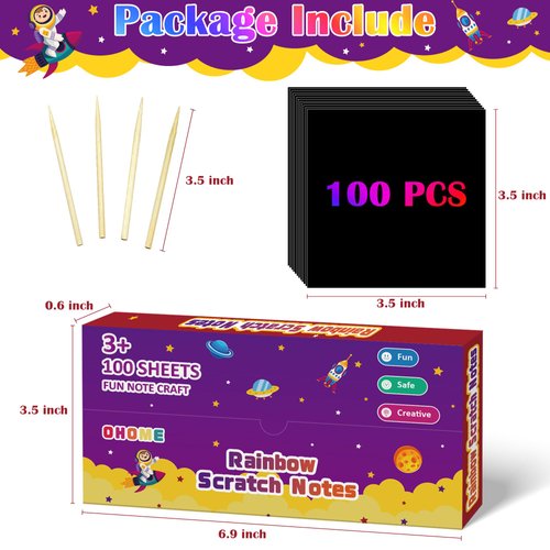OHOME Easter Basket Stuffers for Kids Toddler - 100 PCS Scratch Art Paper,Easter Gifts for Boys Girls | Easter Games Crafts Party Favors Supplies for Adults,Arts Toys for Ages 3-12 Year Old Birthday