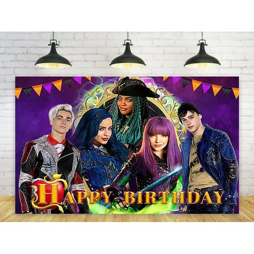 Purple Descendants Backdrop for Birthday Party Decorations Background for Party Cake Table Decorations Descendants Theme Banner 5x3ft