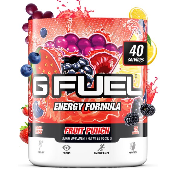 G Fuel Fruit Punch Tub (40 Servings) Elite Energy and Endurance Formula, 9.8 oz(280g)