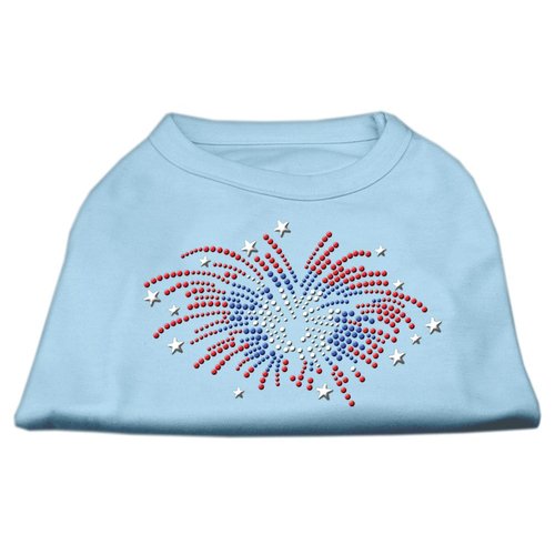 Pet Dog & Cat Shirt Rhinestone, Fireworks Baby Blue XS (0-3 lbs.)