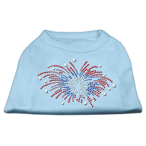Pet Dog & Cat Shirt Rhinestone, Fireworks Baby Blue XS (0-3 lbs.)