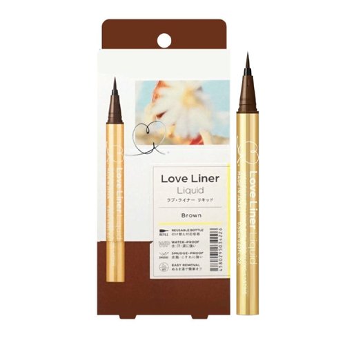 MSH Love Liner Liquid Eyeliner, Waterproof & Smudge-Resistant, Quick Drying Japanese Eye Makeup w/Beauty Serum, 0.7 Oz/20g, Brown