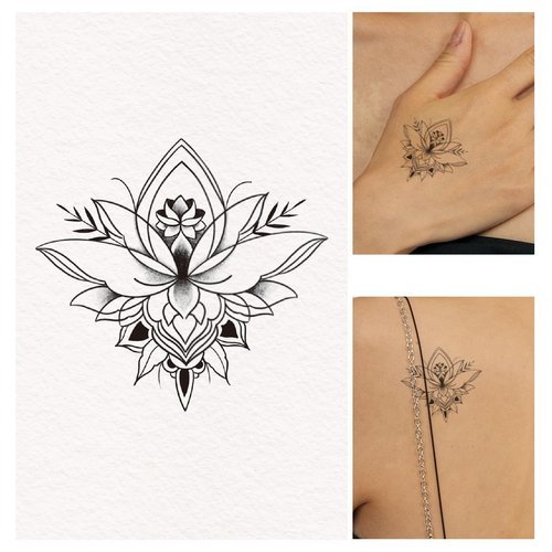 Freakynine Temporary Tattoos for Adults, Small Realistic Temporary Tattoos, Fake Tattoos, Flash Tattoos, Festival Tattoos, Tattoo Stickers, Temp Tattoos, Flash Tats Pack of 2 (Blooming Flower)