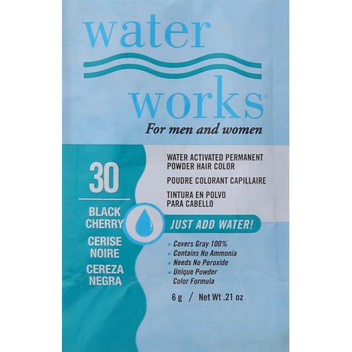 Water Works Water Activated Permanent Powder Hair Color for Men and Women, 30 Black Cherry