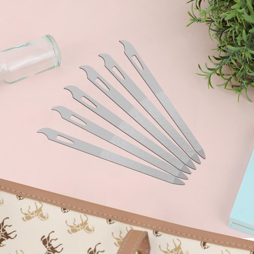 6 Pieces Metal Nail File with Nail Cleaner Tip 5.5’’ Stainless Steel Nail File Thin Durable Toenail File Professional Diamond Nail Buffer Double Sided Nail File for Natural Nails