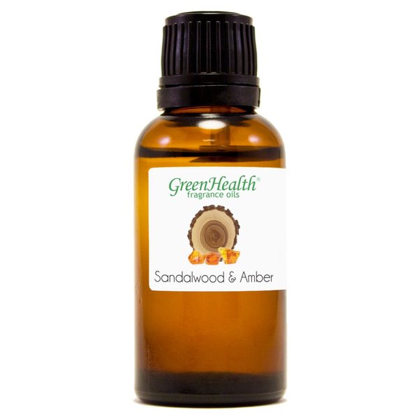 1 fl oz Sandalwood & Amber Fragrance Oil (Glass Bottle w/Euro Dropper) - GreenHealth