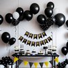 Black Happy Birthday Banner with Pennant Banner Flags, Black Gold Happy Birthday Sign, Black Birthday Party Decorations, Bunting Banner with Shiny Gold Letters, DIY Party Supplies (Black)