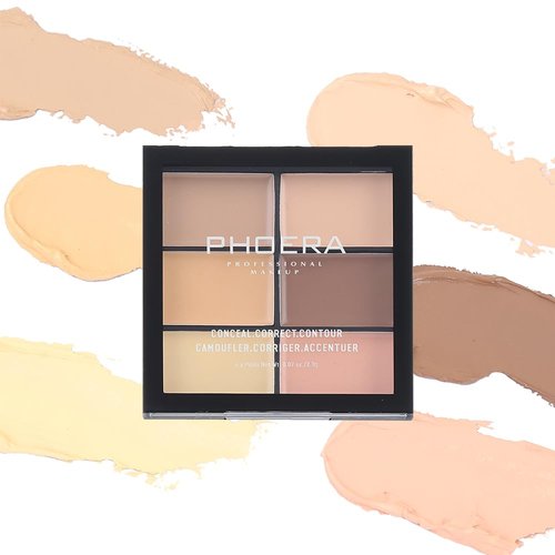 PHOERA Cream Concealer Palette, Full Coverage Makeup Concealer Palette for Mature Skin. (01 Light)