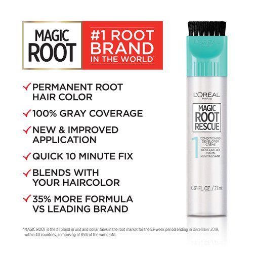 L'Oreal Paris Magic Root Rescue 10 Minute Root Hair Coloring Kit, Permanent Hair Color with Quick Precision Applicator, 100 percent Gray Coverage, 7 Dark Blonde, 1 kit (Packaging May Vary)