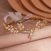 Gortin Elf Headpiece Gold Leaf Crown Rhinestones Fairy Headband V-Shape Hair Tiara Bride Wedding Wreath Headband Renaissance Bridal Hair Acessories Halloween Cosplay Costume Headwear for Women and