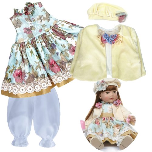 Reborn Baby Doll Clothes Girl 24 inch Outfit Accessories for 22-24 Inch Reborn Doll Clothes Toddler Girl Floral Princess Dress
