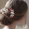 Catery Rhinestone Bride Wedding Hair Comb Red Crystal Side Comb Bridal Hair Piece Clips Headpiece Bridesmaid Hair Accessories for Women and Girls (Red)
