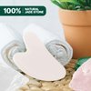 Gua Sha Facial Tool Guasha Board Natural Jade Stone for SPA Acupuncture Therapy Trigger Point Treatment, Relieve Muscle Tensions Reduce Puffiness (White)