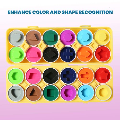 Dimple Fun Egg Matching Toy (Total 12 Eggs) - Toddler STEM Easter Eggs Toys, Shape Recognition Egg Toys for Kids, Educational Color Sorting Toys, Play Egg Shapes Puzzle Set