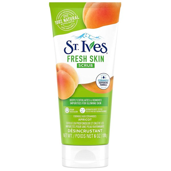 St Ives Fresh Skin Exfoliating Face Scrub, Apricot, 6 oz (Pack of 2)