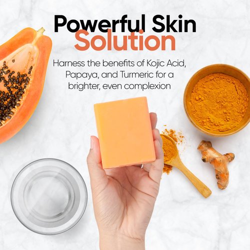Papaya Soap Face & Body Wash – Skin Brightening Papaya Soap Bar for Dark Spots – Reduce Acne, Cleanse Scars, & Even Skin Tone – with Turmeric, Kojic Acid & Essential Oils – for All Skin Types (2 pack)
