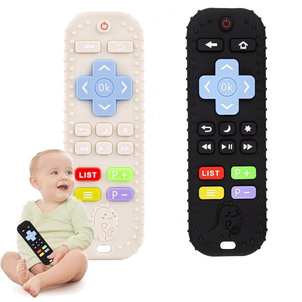 Teething Toys(2 Pack), Tinabless Baby Teether Toy Chew Toy for Babies 3-24 Months TV Remote Control Shape Teething Relief Baby Toys for Infants