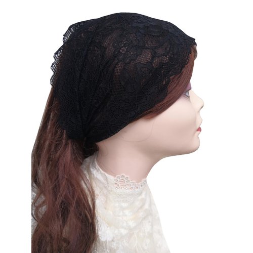 Oyabridal Thin Black Stretch Lace Headband for Women 7.2'' Wide Lace Elastic Headbands for Women