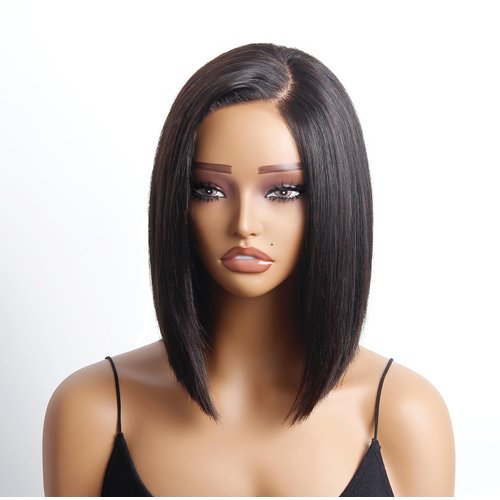 SAYIDON Bob Wig Human Hair 13x5x1 Lace Front Wigs Human Hair Glueless Wigs Human Hair Pre Plucked Side Part Straight Short Bob Wigs For Black Women Natural Color 180% Density 10 Inch