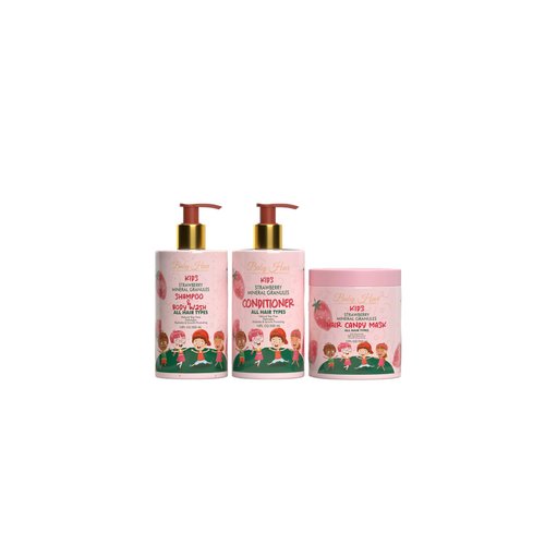 BABY HAIR Kids: Vegan Strawberry & Mineral Granules Shampoo & Body Wash pH- Balanced Sulfate-Free (Shampoo | Conditioners | Hair Candy Mask)