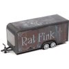 4-Wheel Enclosed Car Trailer Dark Gray with Graphics 1/64 Diecast Model by Auto World AWSP119