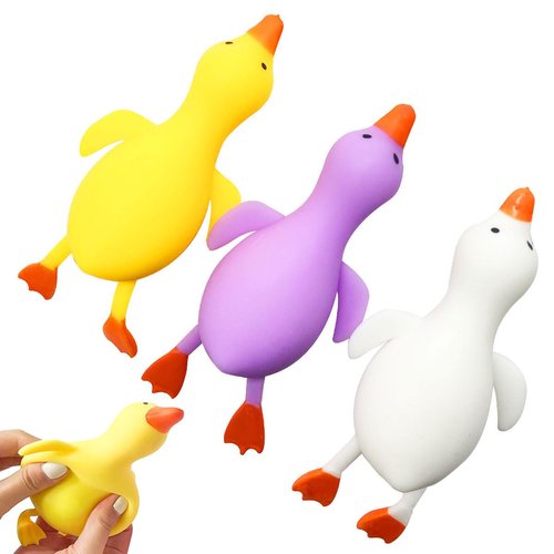 MSRRTUSY 3Pcs Stretchy Duck Squeeze Toys,Squishy Stress Relief Toys for Adults and Kids,Squishy Fidget Toys,Party Favors for Kids,Birthday Gifts,Christmas,Easter Egg,Classroom Prizes