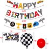 Race Car Birthday Party Supplies, Race Car Birthday Banner and Cake Topper Racing Chequered Flag Hot Wheel Themed Birthday Party Supplies