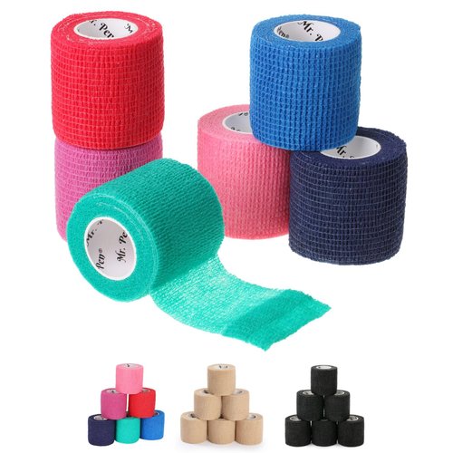 Mr. Pen- Self Adhesive Bandage Wrap, Assorted Colors, 2" x 5 Yards, 6 Pack, Elastic, Self Stick, Stretch, Self Adherent, Medical Bandage Wrap