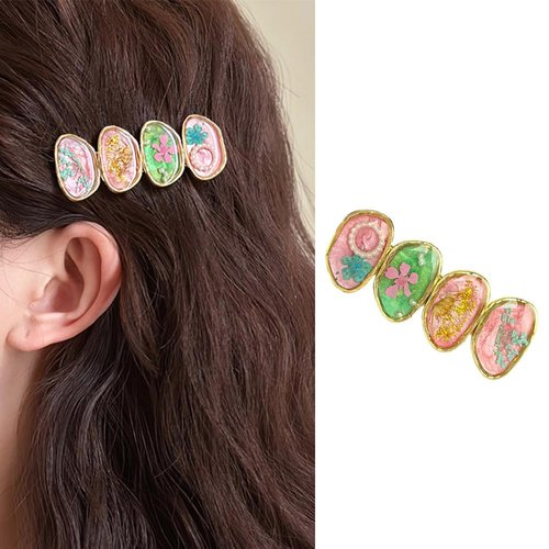 Handmade Amber Hair Clip 2.5" Imperial Color Assorted Women Girls Cute Hair Clip, Style A