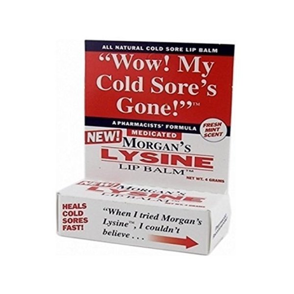 Morgans Lysine Medicated Lip Balm, 0.14oz. Per Box (2 Pack)