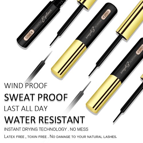 SIMER Magnetic Eyelashes with Eyeliner 10 Pairs False Lashes 5 Types Mink Lashes Natural Look Cat Eye Lash Extension Russian Strip Lashes Reusable(8 black + 2 colored)