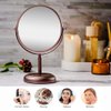 OVENTE 7'' Tabletop Makeup Mirror - 1X/ 5X Magnification, Rotating 360-Degree, Double-Sided, Free-Standing Vanity Décor, Perfect for Dresser, Bedroom, Office & Bathroom, Antique Bronze MNLDT70ABZ1X5X