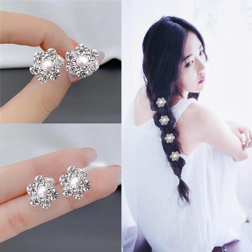 24 PCS Mini Pearl Hair Clips Rhinestone Flower Hair Clips Wedding hair Pins Sparkly Decorative Hair Clips for Women Girls Hair Accessories