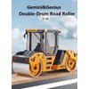 Gemini&Genius Double-Drum Road Roller Toy Construction Vehicle Toy 1/50 Scale Die-cast Grader Engineering Road Planer Vehicle, Asphalt Drum Compactor Alloy Model Toys and Collections for Kids