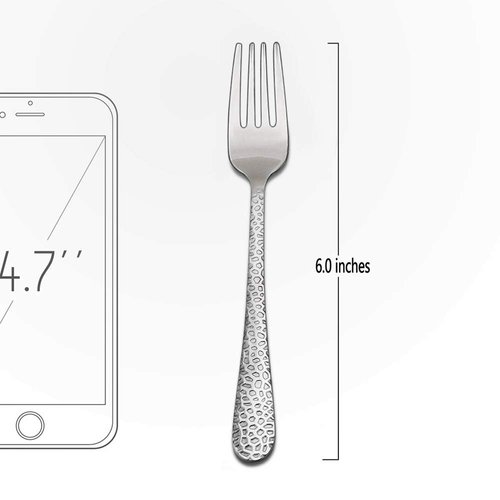 12-Piece Kids Toddler Fork Set, HaWare Stainless Steel Preschooler Utensils Mini Flatware Set, Hammered Pattern(Adult Look) Cutlery, BPA Free and Dishwasher Safe