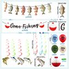 Gone Fishing Party Decorations Kit Include Hanging Banner Hanging Swirl Balloons Honeycomb Ball Fishing Party Supplies for for Fishing Theme Party Birthday Baby Shower Party Favor