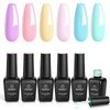 Beetles Gel Nail Polish Set 6 Colors Pastel Yellow Pink Blue Gel Polish Gel Nail Polish Soak Off Nail Lamp Uv Gel Nail Kits Nail Art Manicure DIY Nail Home
