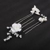 Teyglen 3pcs Wedding Hair Pins Bridal Flower Hair Pins Floral Flower Leaf Hair Pieces for Bride Pearl Hair Clips Dainty Headpiece Hair Accessories for Women Flower Girls (Silver)