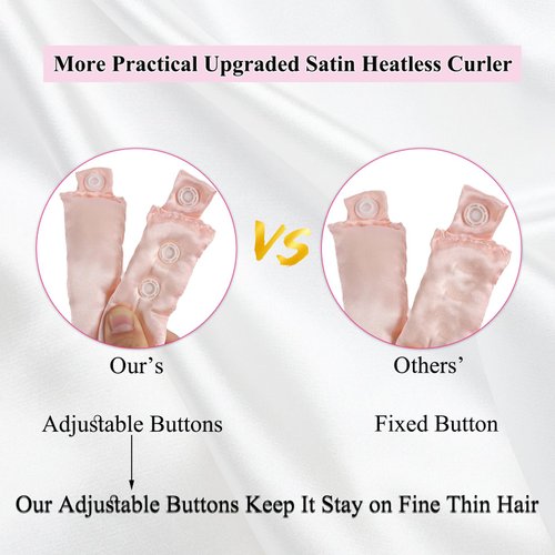 3 Sets Overnight Heatless Curls Blowout Rods Silk Hair Curlers to Sleep in Satin Heatless Curling Set Zero Heat Bun Bons with Bonnet Cap No Heat Headband Roller Wrapper FPink