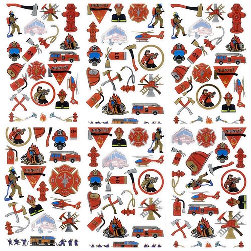 Firefighter Temporary Tattoos | 152 Tattoos on 8 Sheets | For Party Favors | Fire Fighter Party Supplies | Fire Man Birthday Parties | Metallic Fireman Tattoos | For Kids and Adults | By John & Judy