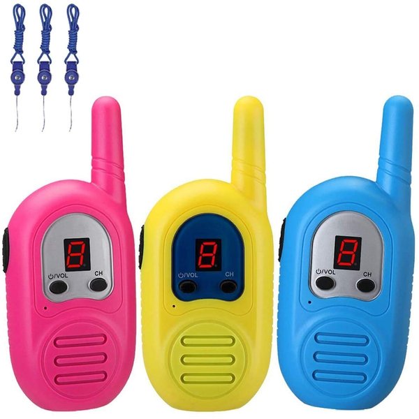 3 Pack Kid Walkie Talkies, 2 Miles Transmission Rechargeable Walkie Talkies for Kids with Lanyards for Outdoor Adventure, Best Gift for Boys and Girls(Not Include Rechargeable Batteries)